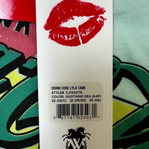 Wildfox Lyla Drink Coke® Soothing Sea Cotton Graphic Tank Top -Size X Small, NWT - Picture 14 of 15